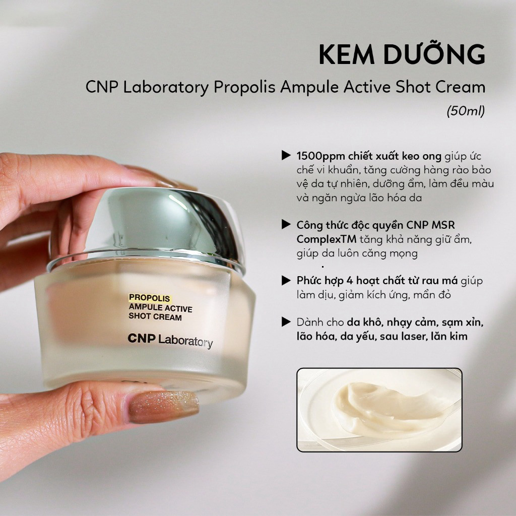 Kem Dưỡng Keo Ong CNP Laboratory Propolis Propolis Active Shot Cream Làm Dịu Da, Ngừa Lão Hóa