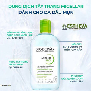 [ TEM PHỤ CTY ] Nước Tẩy trang Bioderma Sensibio + Sebium H2O Sạch Sâu, Dịu Nhẹ Cho Da Nhạy Cảm, Da Dầu 100ml 500ml