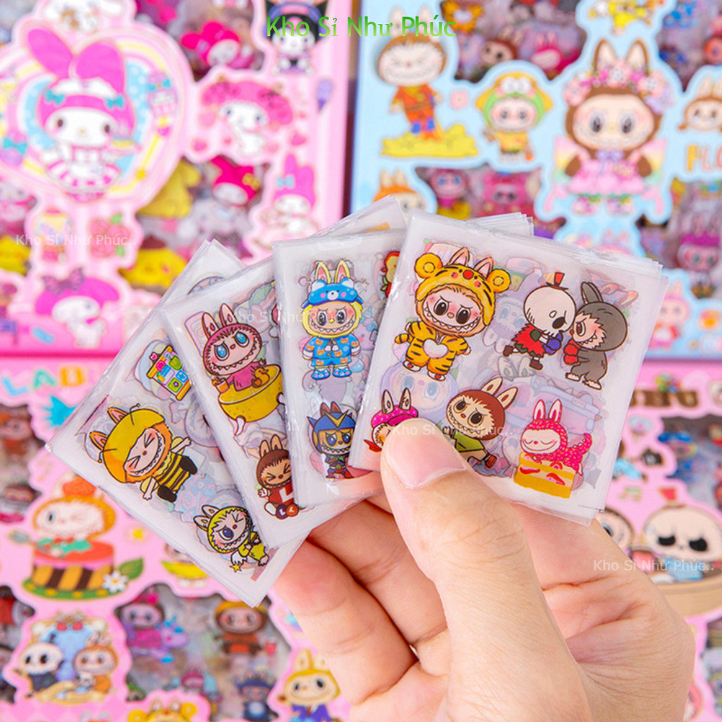 100 Miếng Dán Hoạt Hình LABU, KITTY, SANRIO, CAPPY...dễ thương