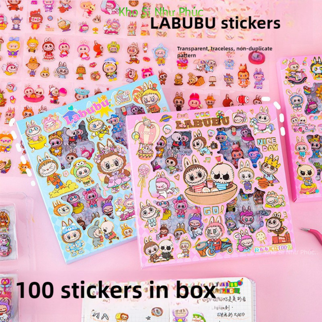 100 Miếng Dán Hoạt Hình LABU, KITTY, SANRIO, CAPPY...dễ thương