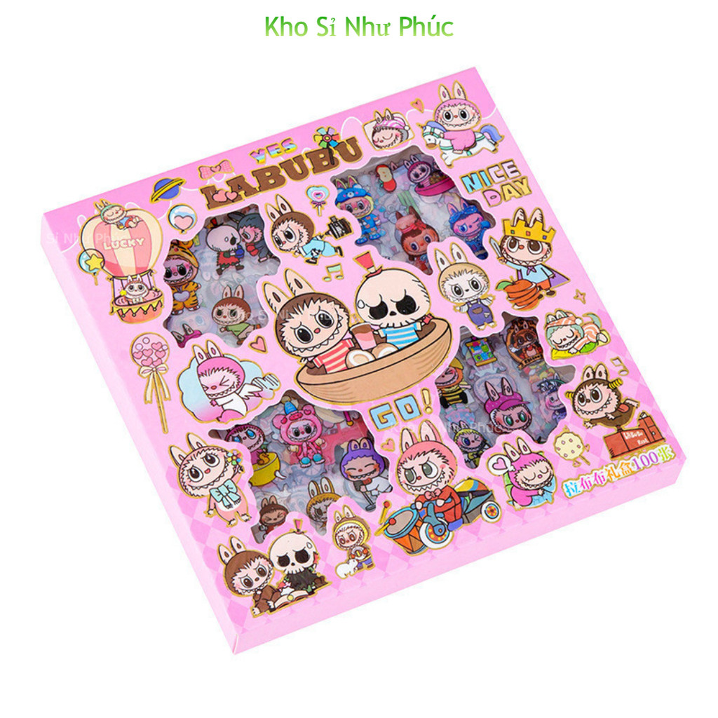 100 Miếng Dán Hoạt Hình LABU, KITTY, SANRIO, CAPPY...dễ thương