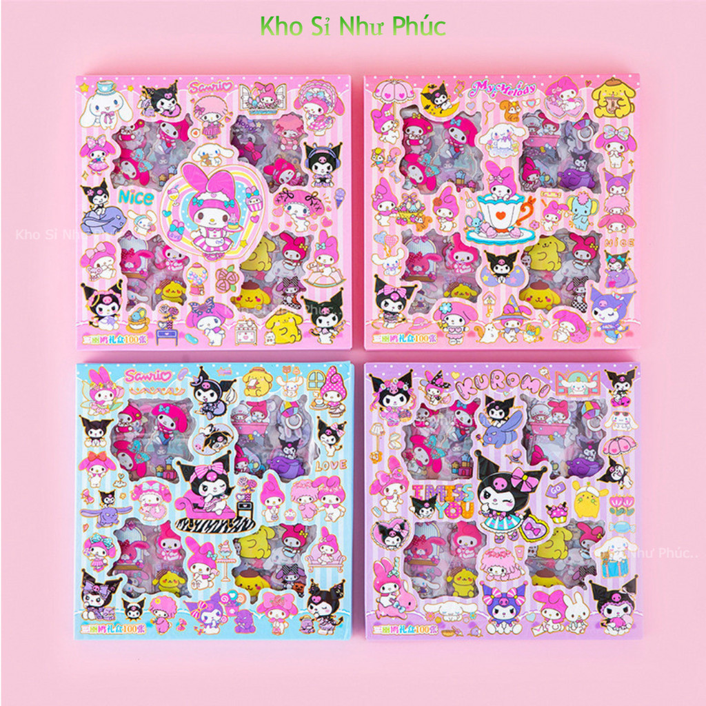 100 Miếng Dán Hoạt Hình LABU, KITTY, SANRIO, CAPPY...dễ thương