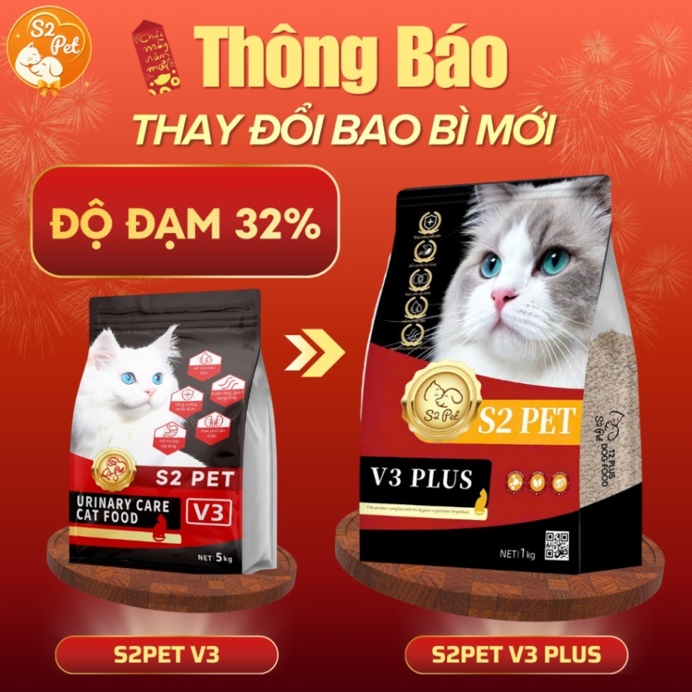 Hạt Cho Mèo S2PET V1/V2/V3 Túi 5kg Siêu Topping, Bổ Xung Dinh Dưỡng Cho Mèo Biếng Ăn