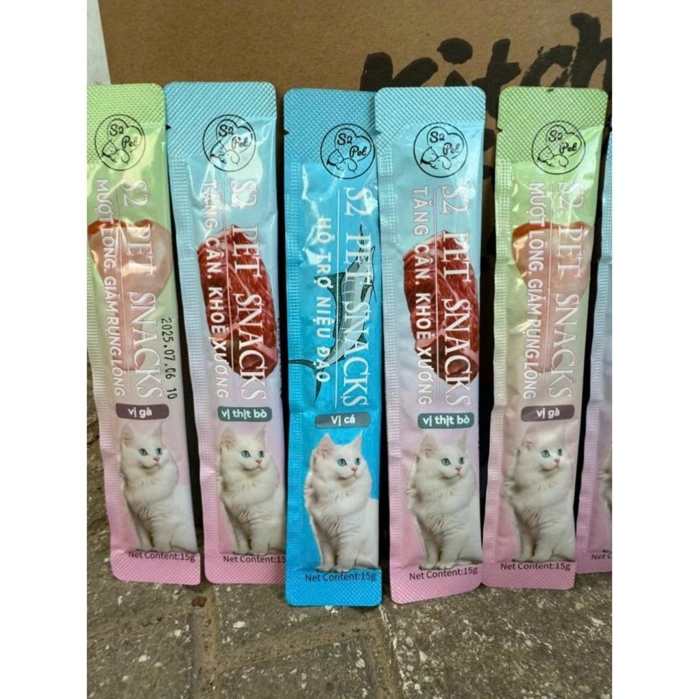 [Combo 50] Súp Thưởng Cho Mèo S2PET 15g Thịt Tươi Nguyên Chất, Bổ Sung Vitamin, Không Chất Bảo Quản