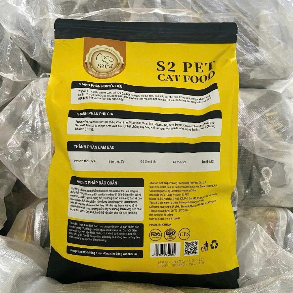 Hạt Cho Mèo S2PET V1 Túi 5kg Mix Thịt Sấy Đông Khô Giàu Đạm Cho Mèo Biếng Ăn