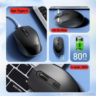 Chuột Không Dây Bluetooth A6 CoreX, Không Gây Ồn Pin Sạc Kết Nối 2 Chế Độ Cho Mọi Thiết Bị Máy Tính, Laptop.