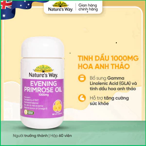 Viên Uống Tinh Dầu Hoa Anh Thảo Nature's Way Evening Primrose Oil Hỗ Trợ Tăng Cường Sức Khoẻ Hộp 60v