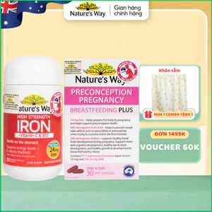 Combo Vitamin Bầu Thông Minh: Vitamin Tổng Hợp Nature's Way Pregnancy Breastfeeding Plus và Sắt Hữu Cơ Strength Iron