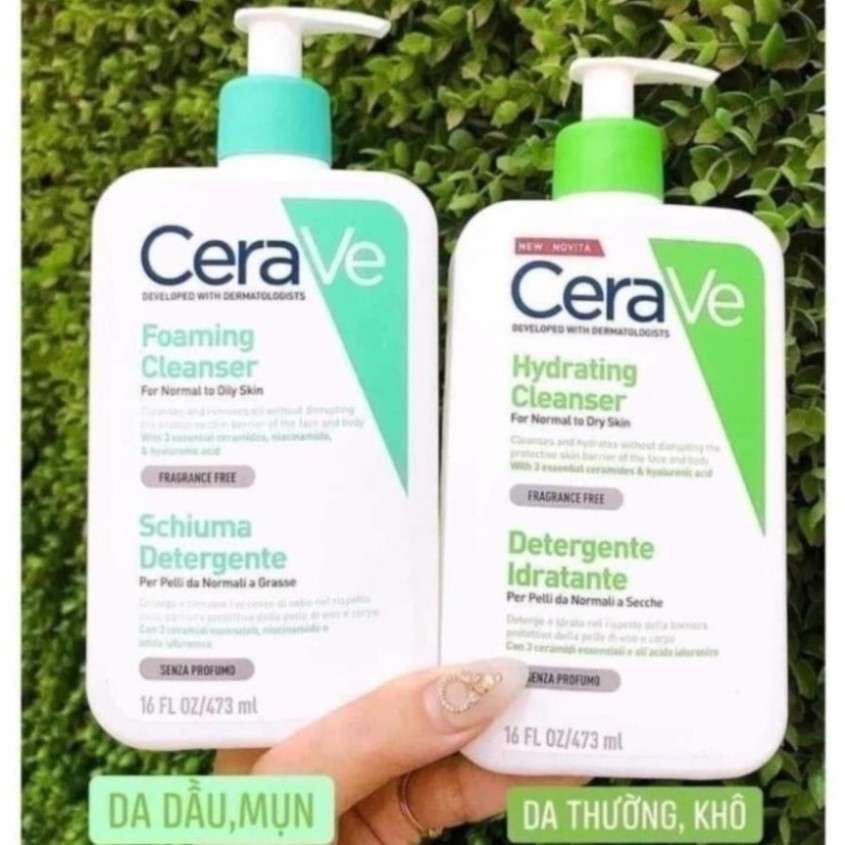 Sữa Rửa Mặt CeraVe Foaming Cleanser 236ml Chính Hãng Cho Da Dầu, Da Khô, Mụn Nhạy Cảm