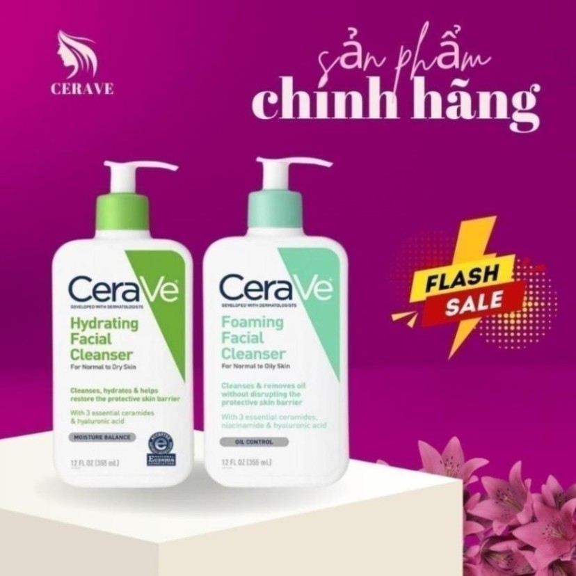 Sữa Rửa Mặt CeraVe Foaming Cleanser 236ml Chính Hãng Cho Da Dầu, Da Khô, Mụn Nhạy Cảm