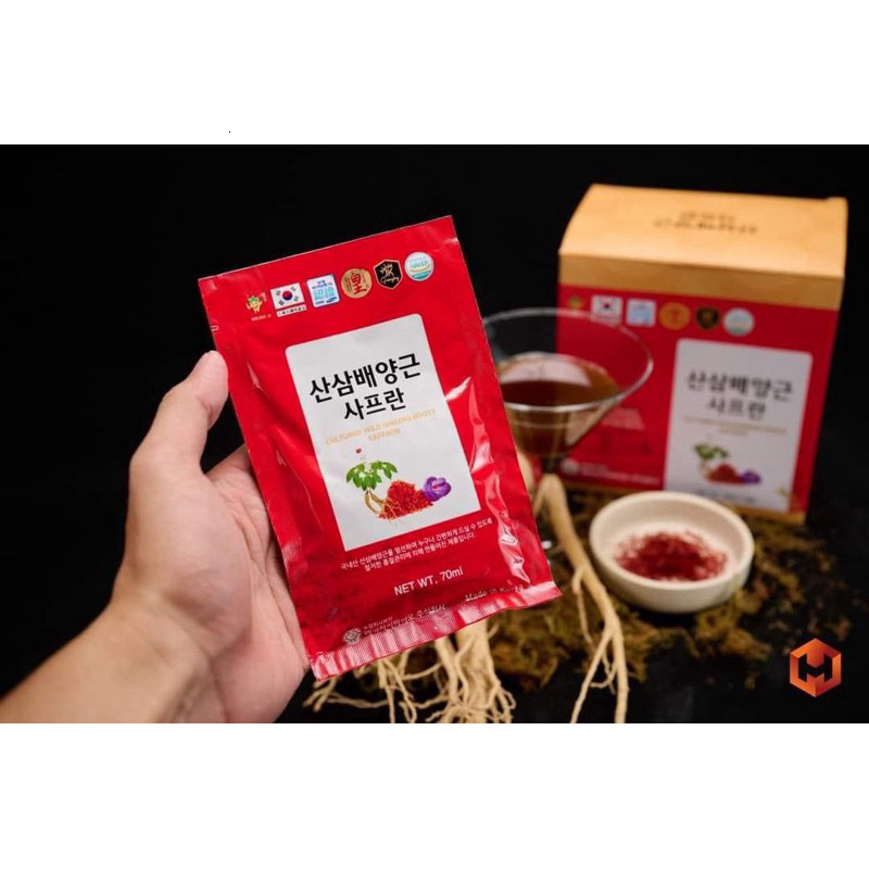 Nước Hồng Sâm Núi Saffron Hàn Quốc 70ml x 20 Gói - Hỗ Trợ Ngủ Ngon Cho Người Lớn Tuổi