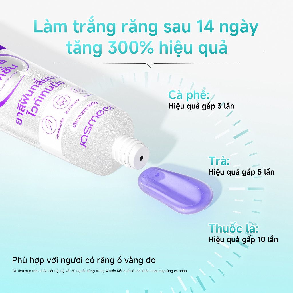Kem Đánh Răng Làm Trắng Răng JASMEEN - Công Nghệ Biến Sắc 3D & Hương Hoa Nhài Tự Nhiên