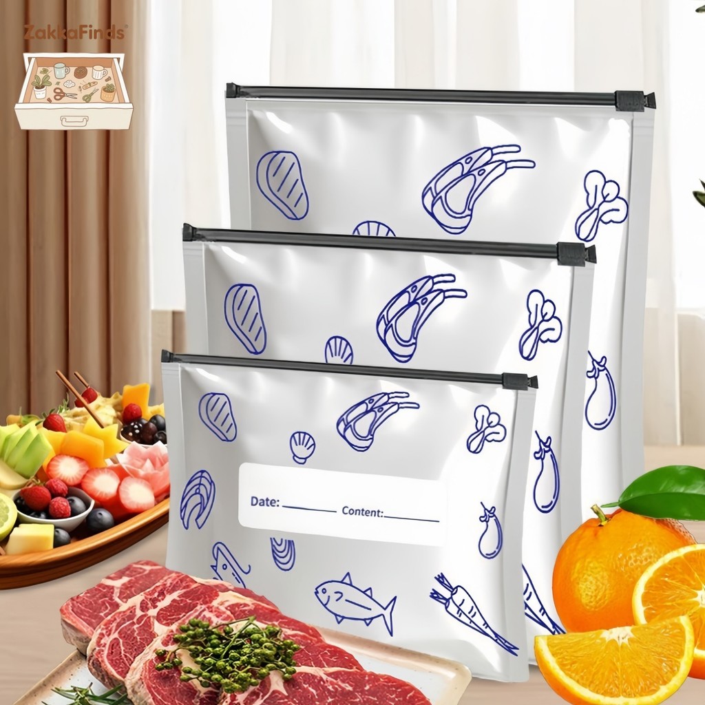 Túi Zip bạc cao cấp – Chất liệu nhôm titan, khoá tiện lợi, tái sử dụng – Bảo quản thực phẩm tươi sống, thịt cá ngăn đá,