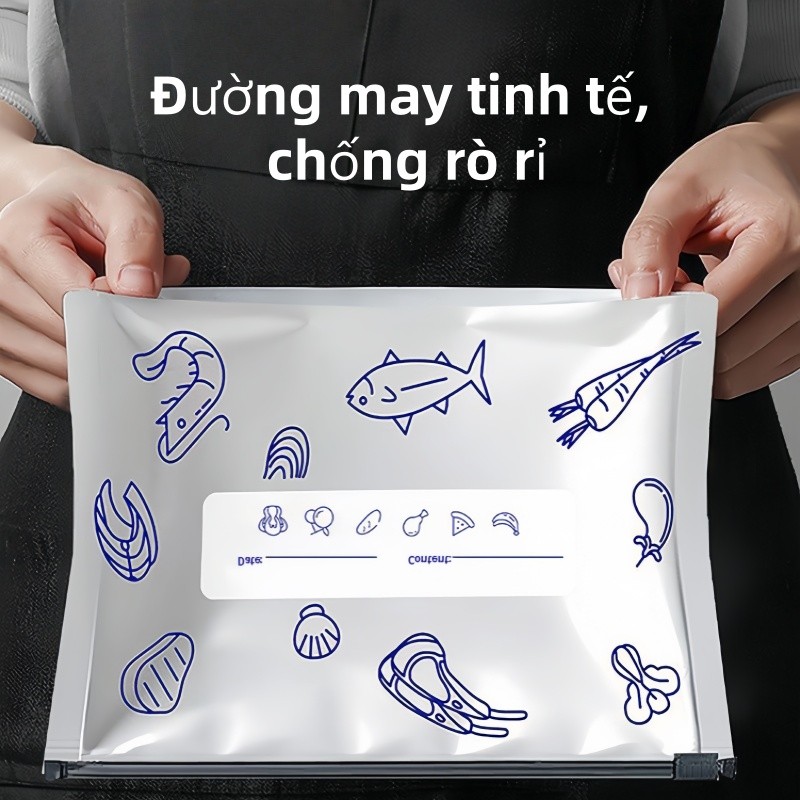 Túi Zip bạc cao cấp – Chất liệu nhôm titan, khoá tiện lợi, tái sử dụng – Bảo quản thực phẩm tươi sống, thịt cá ngăn đá,