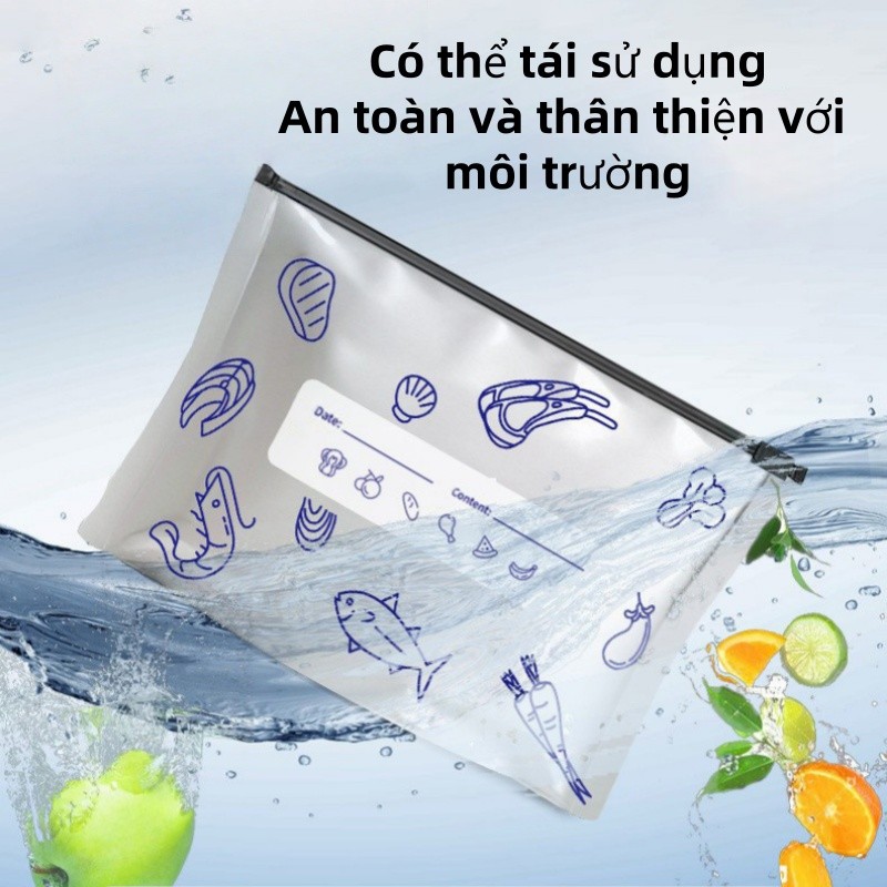 Túi Zip bạc cao cấp – Chất liệu nhôm titan, khoá tiện lợi, tái sử dụng – Bảo quản thực phẩm tươi sống, thịt cá ngăn đá,