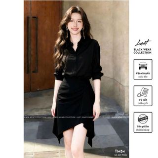 Set Sơ Mi Dài Tay Phối Chân Váy Cách Điệu LUST Set Đồ Nữ CôngSở Thiết Kế Chất Gold Nhật Cao Cấp TM54