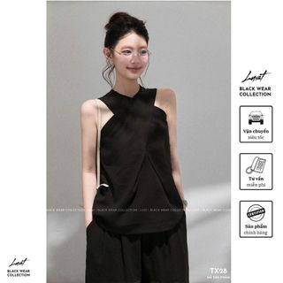 Set Đồ Nữ Thiết Kế Áo Chéo Phối Quần Ống Rộng LUST Set Đồ Công Sở Nữ Cổ Xoắn Hở Vai Siêu Sang TX28