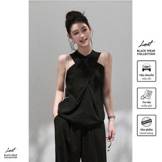 Set Đồ Nữ Thiết Kế Áo Chéo Phối Quần Ống Rộng LUST Set Đồ Công Sở Nữ Cổ Xoắn Hở Vai Siêu Sang TX28