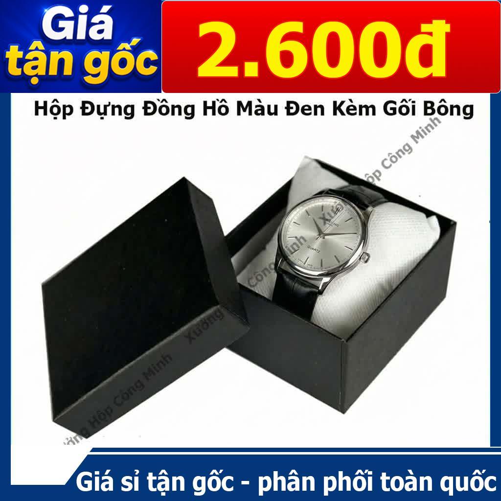 Hộp Đựng Đồng Hồ Màu Đen Cao Cấp 8x8x5cm - Kèm Gối Bông Trắng Chống Sốc (Giá Sỉ Siêu Rẻ)