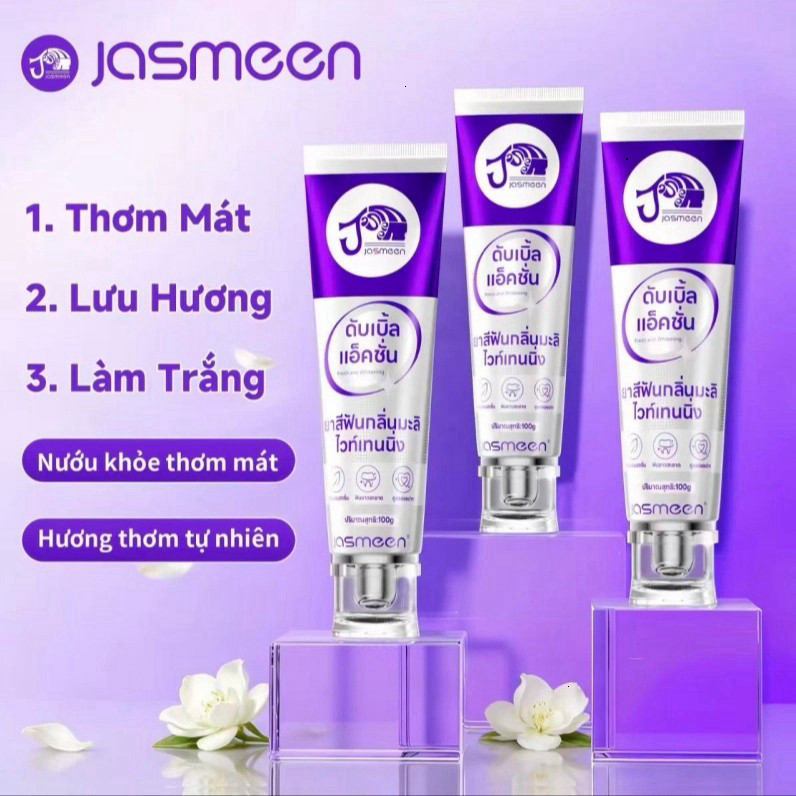 Kem Đánh Răng JASMEEN Thái Lan - Vơi Vết Ố Vàng - Hương Hoa Nhài Thơm Mát