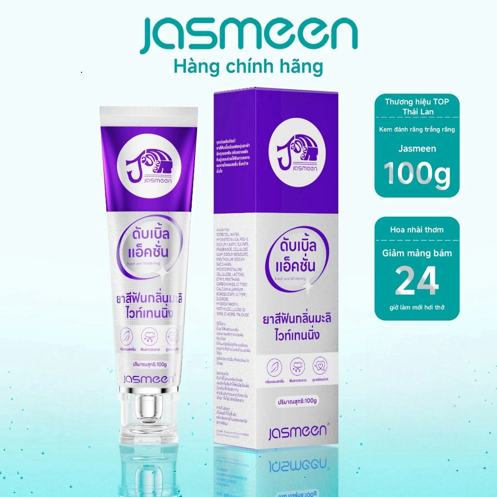 Kem Đánh Răng JASMEEN Thái Lan - Vơi Vết Ố Vàng - Hương Hoa Nhài Thơm Mát
