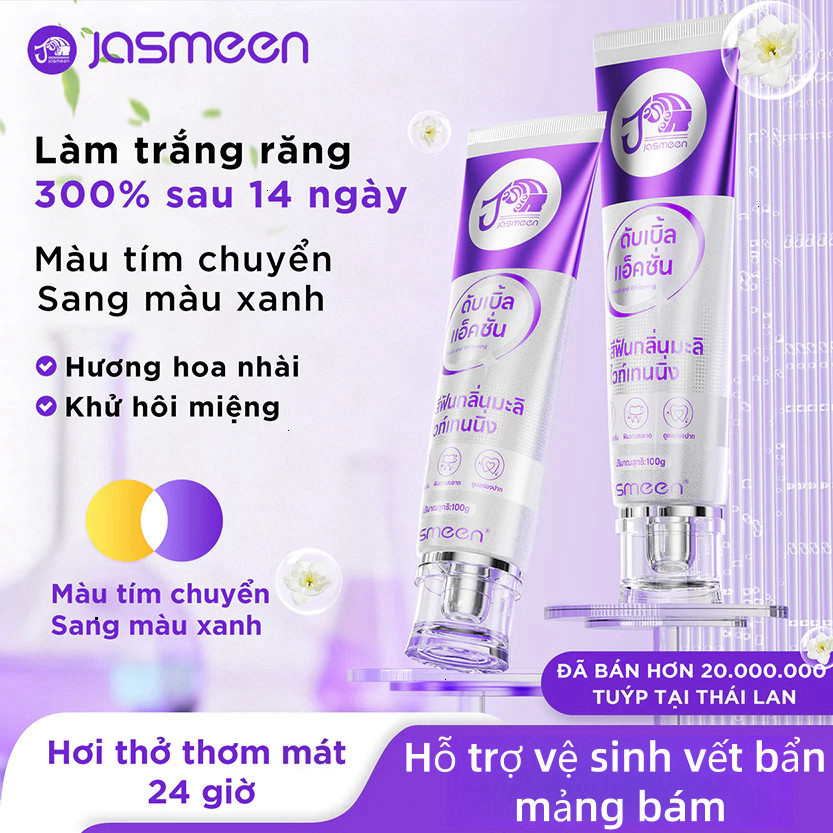 Kem Đánh Răng JASMEEN Thái Lan - Vơi Vết Ố Vàng - Hương Hoa Nhài Thơm Mát