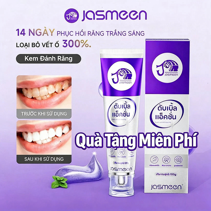 Kem Đánh Răng JASMEEN Thái Lan - Vơi Vết Ố Vàng - Hương Hoa Nhài Thơm Mát