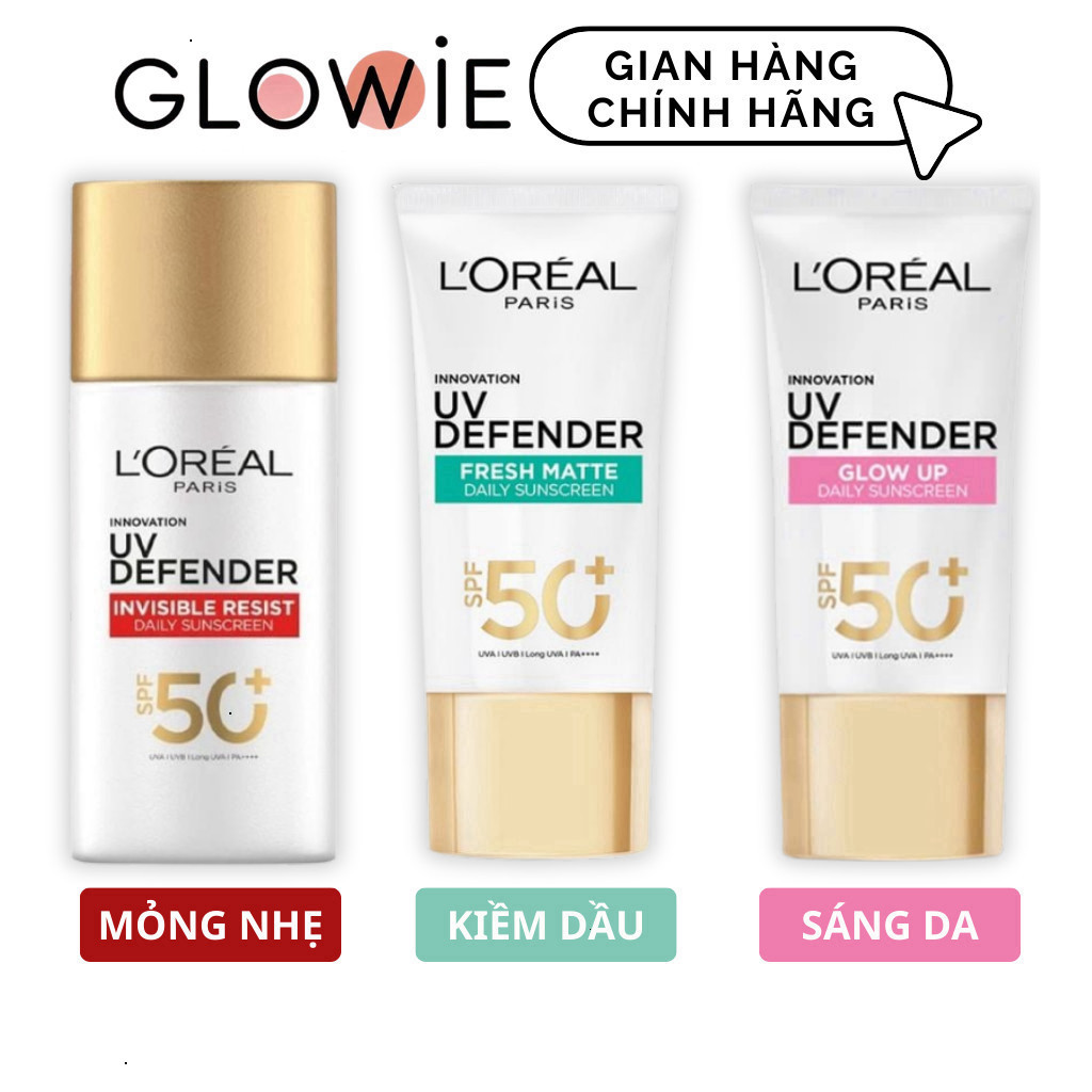 Kem Chống Nắng L’oreal Paris UV Defender Invisible Fluid/Fresh Matte/Glow Up SPF50+ PA+++