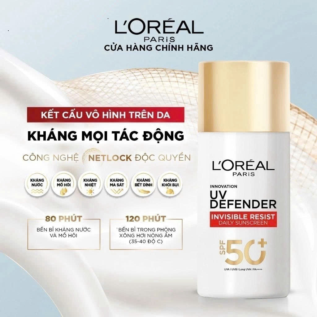 Kem Chống Nắng L’oreal Paris UV Defender Invisible Fluid/Fresh Matte/Glow Up SPF50+ PA+++