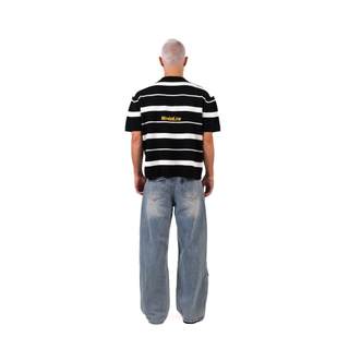 Áo thun len MMESTLINE "STRIPE" Knit Tee Form Boxy Phối Sọc Bo Cổ Dày Dặn