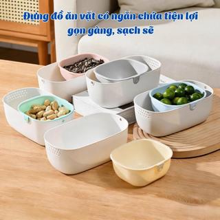 [HOT] Hộp Đựng Đồ Ăn Vặt 2 Lớp LEMON Tết 2026,Rổ Đựng Trái Cây,Hướng Dương Nhỏ Gọn 2 Tầng,Thoát Nước 5602