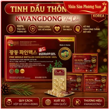 Tinh Dầu Thông Đỏ Kwangdong Nội Địa Hàn Quốc, Hộp 120 viên - đánh tan mỡ thừa trong máu