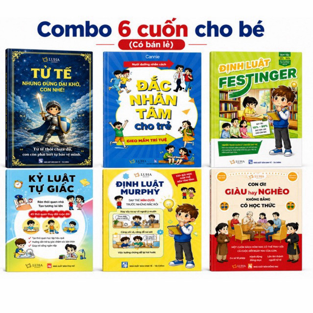 Bìa sách Combo Định Luật Murphy + Kỷ Luật Tự Giác + Đắc Nhân Tâm + Tử Tế + Giàu Hay Nghèo + Định Luật Festinger