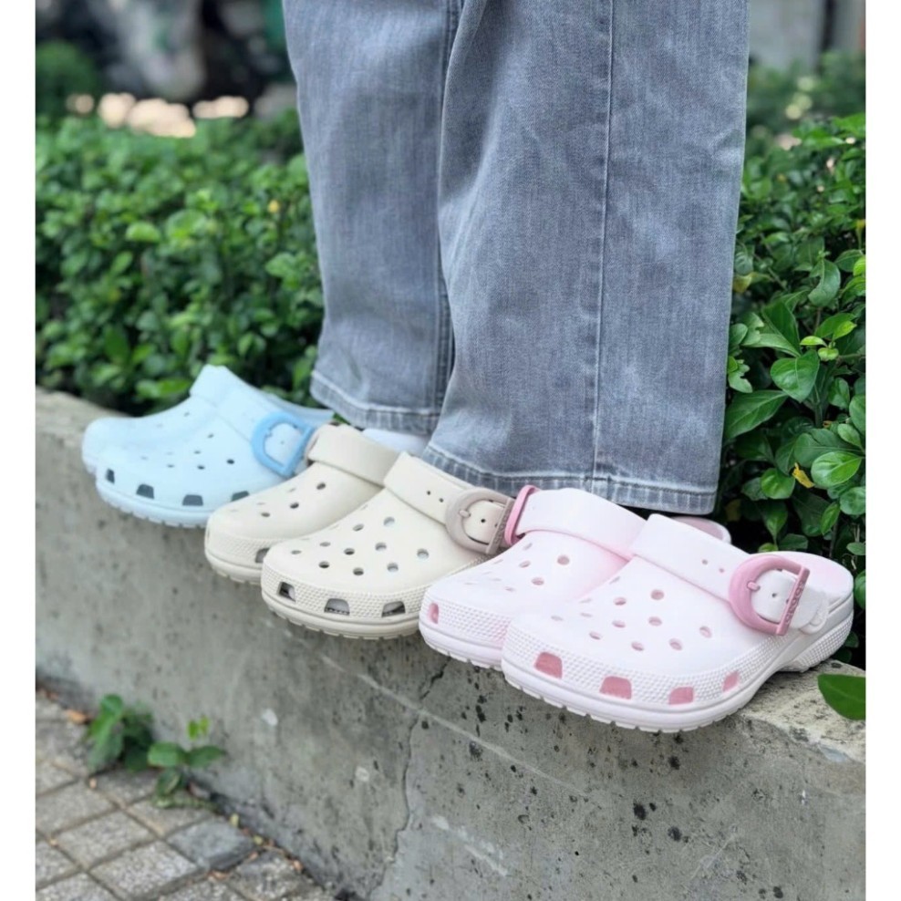 Dép Crocs Buckle màu Xanh Dương pastel quai mới đế chống trượt êm chân cực xinh