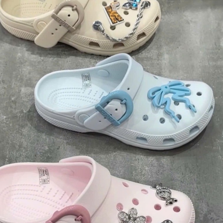 Dép Crocs Buckle màu Xanh Dương pastel quai mới đế chống trượt êm chân cực xinh