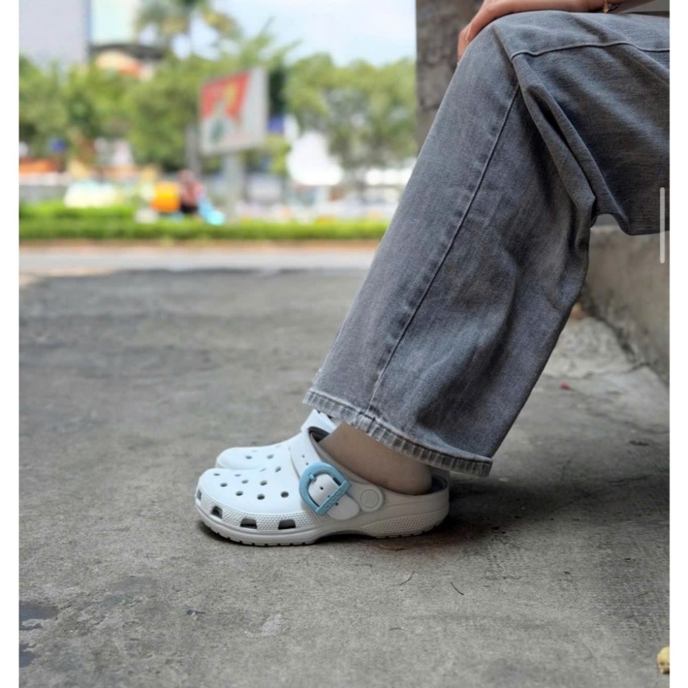 Dép Crocs Buckle màu Xanh Dương pastel quai mới đế chống trượt êm chân cực xinh