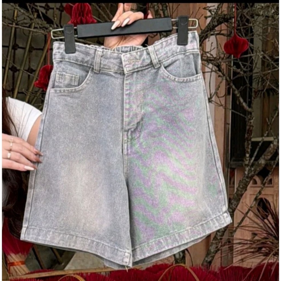 Quần Short Jeans nữ Lưng chun sau Cạp Cao From QC