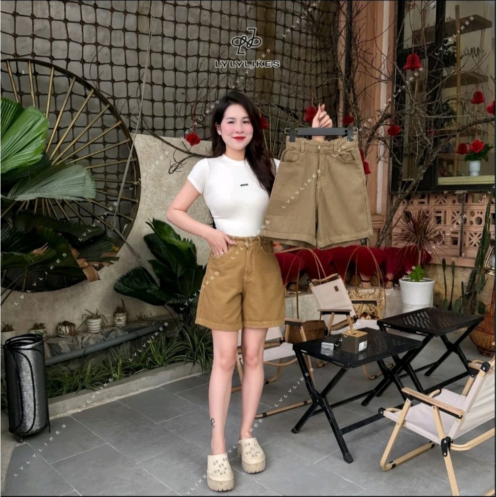 Quần Short Jeans nữ Lưng chun sau Cạp Cao From QC