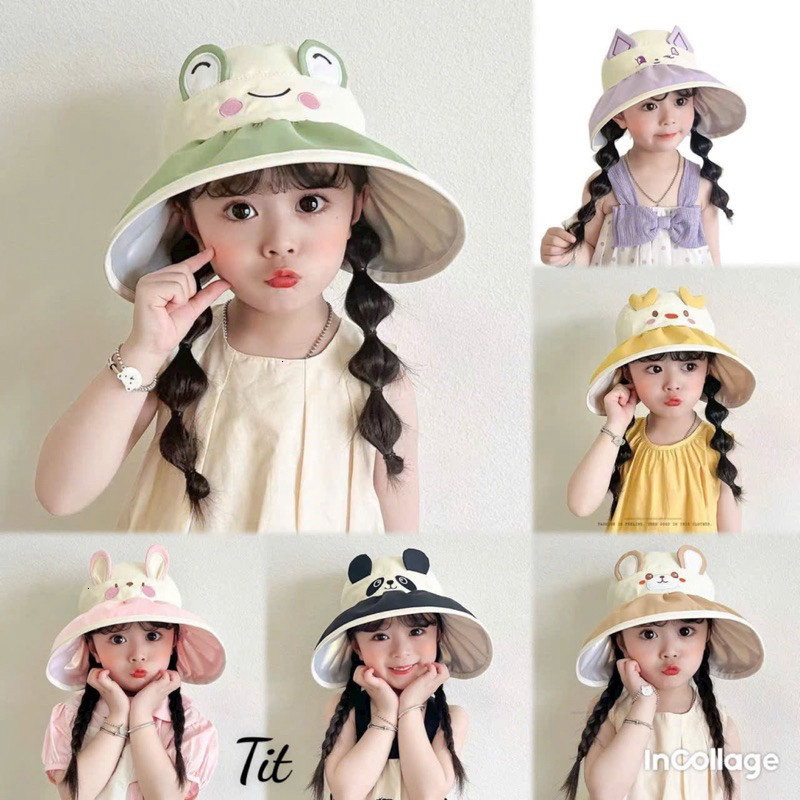 Nón Tai Bèo Vành Rộng Họa Tiết Hoạt Hình ,Gấp Gọn Thời Trang Hàn Quốc Đáng Yêu Dành Cho Bé Gái 17