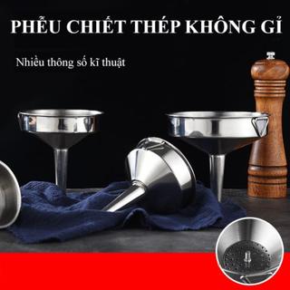 Phễu Inox 304 Có Lưới Lọc Cặn Miệng Rộng | Phễu Chiết Rót Dầu Rượu Nước Có Tay Cầm