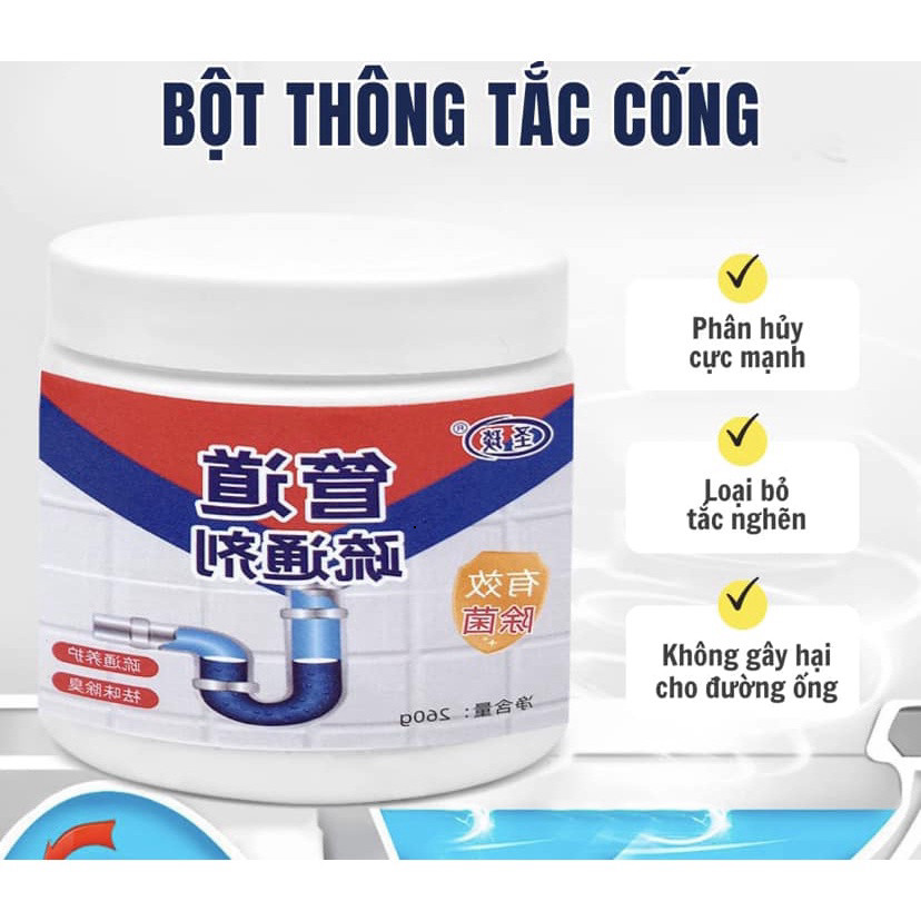 Combo 3 lọ Bột thông tắc cống đa năng siêu mạnh 260g - Bột Thông Tắc Sinh Học Hiệu Quả Tức Thì 02