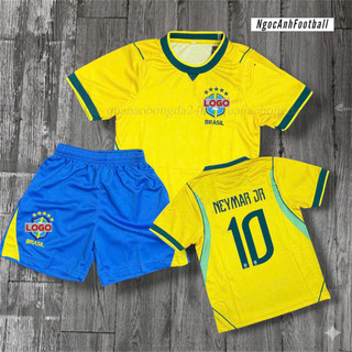 Bộ Quần Áo Bóng Đá Trẻ Em Brasil WC 2026 Vải Mè Thái Thoáng Mát Hàng Mới Về