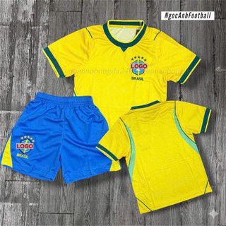 Bộ Quần Áo Bóng Đá Trẻ Em Brasil WC 2026 Vải Mè Thái Thoáng Mát Hàng Mới Về