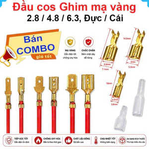 Đầu Cos ghim đực cái 15A 2.8 4.8 6.3 mạ Vàng