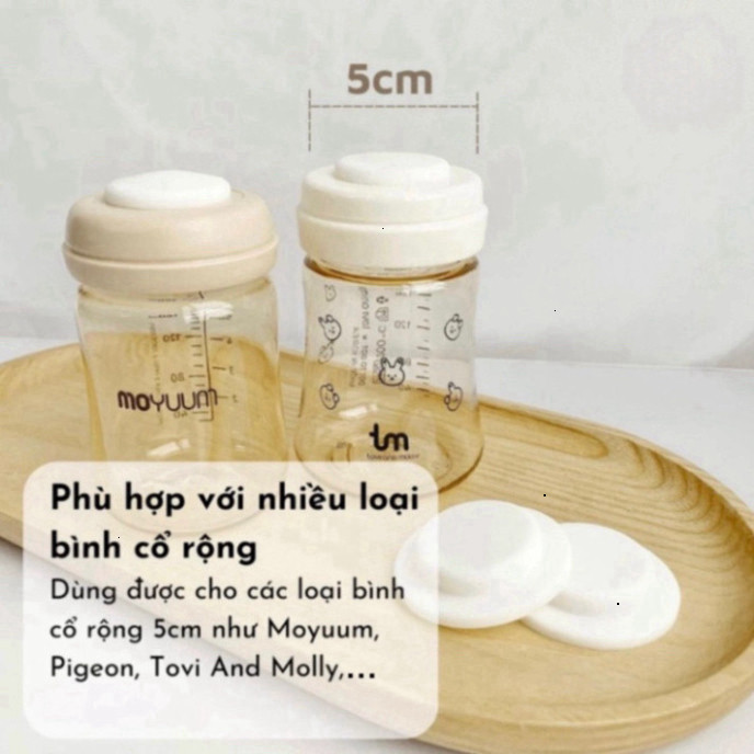 Nắp chặn sữa silicon cho các bình cổ rộng 5cm , Nắp chặn bình sữa, nắp đậy bảo quản sữa cho bé