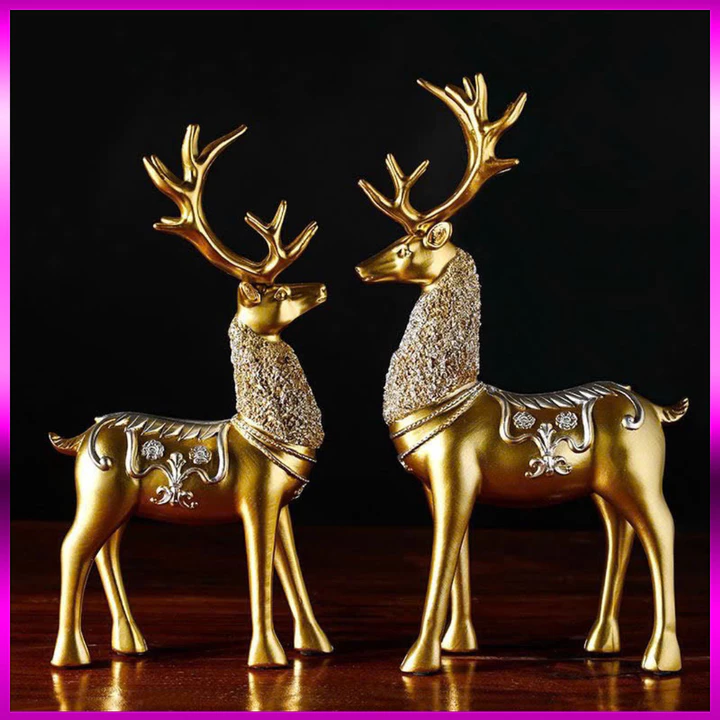 Tượng Huơu Mạ Vàng Home Decor Trang Trí Nhà Cửa, Kệ, Tủ. Đồ Decor Phòng Khách, Phòng Ngủ Phong Cách Bắc Âu TN30