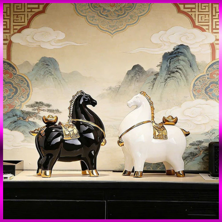Home Decor Đồ trang trí gốm sứ hình ngựa may mắn, lối vào đơn giản, phòng khách, phòng học, văn phòng phong cách Bắc Âu