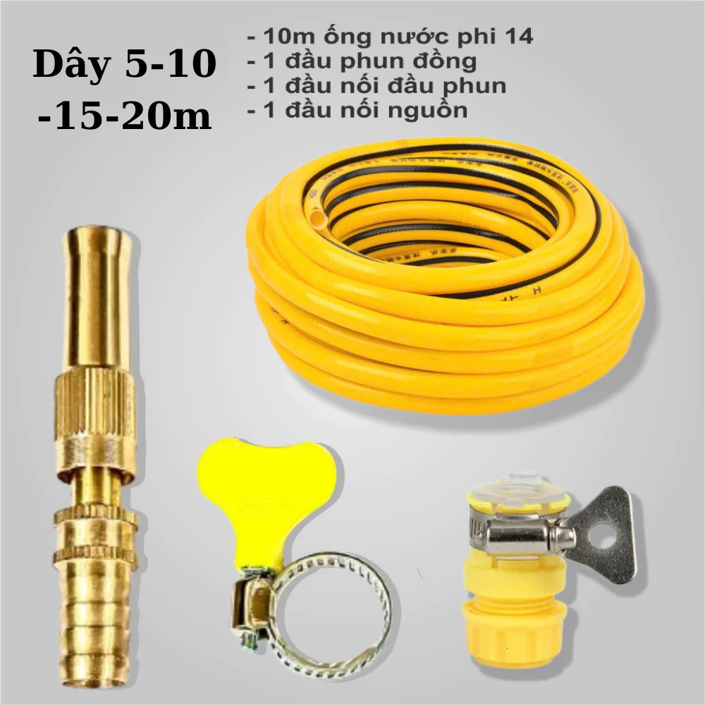 BỘ VÒI NƯỚC TĂNG ÁP DÂY DÀI 5M 10M 15M 20M 3 CHẾ ĐỘ, Vòi Rửa Xe Tưới Cây Tiện Lợi, Phun Nước Mạnh Hiệu Quả