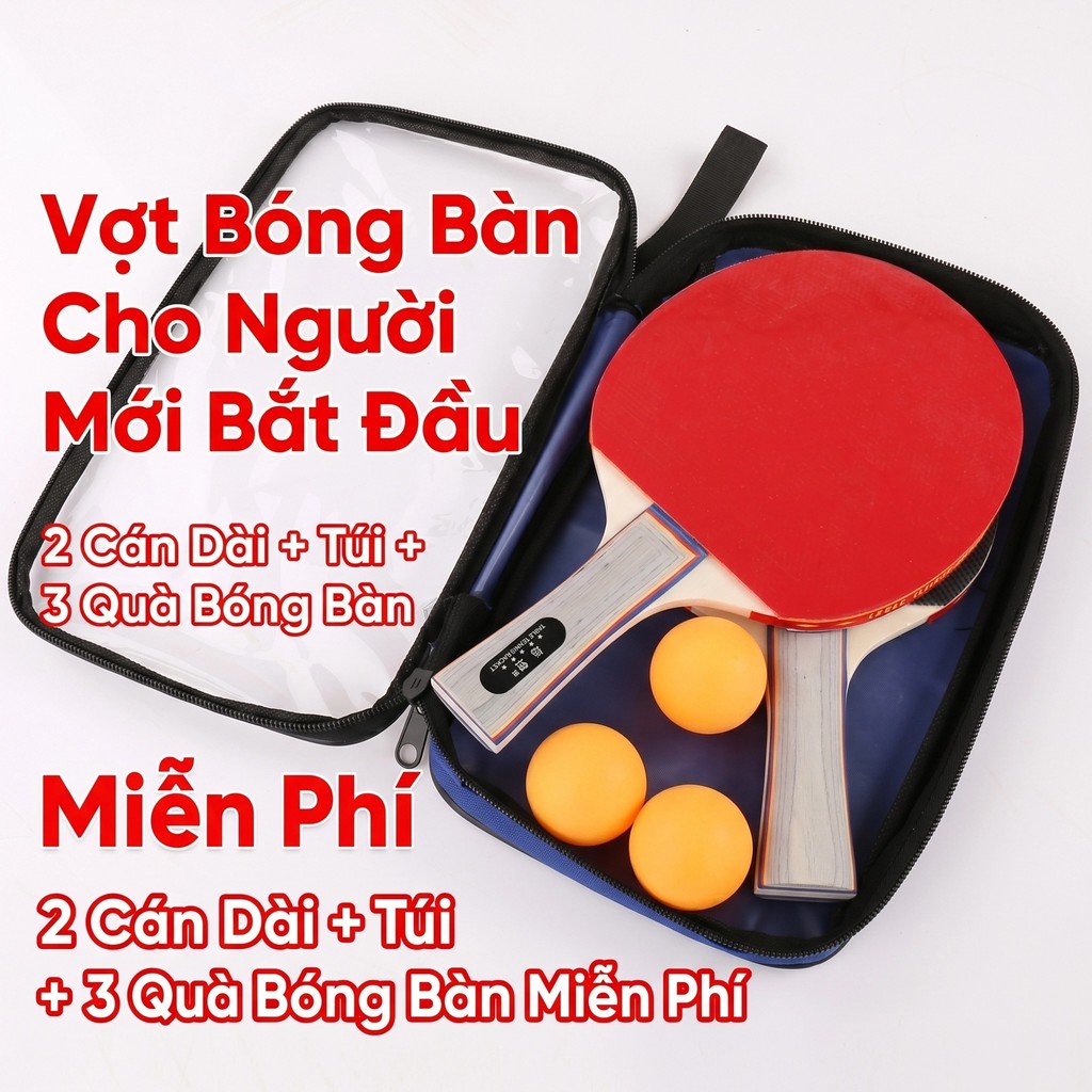 2 Chiếc Vợt Bóng Bàn Cao Cấp Thi Đấu Tiêu Chuẩn Cao - Chính Hãng+3 bóng bàn+túi bóng bàn