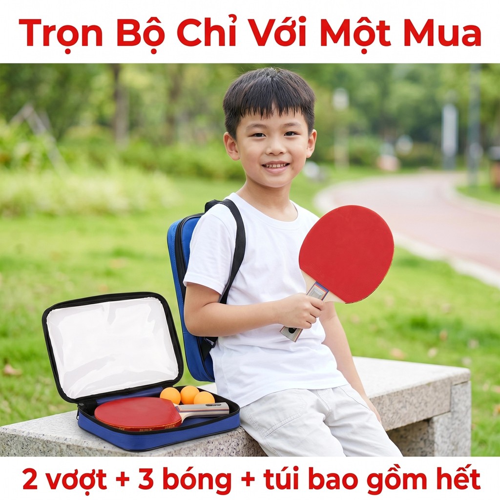 2 Chiếc Vợt Bóng Bàn Cao Cấp Thi Đấu Tiêu Chuẩn Cao - Chính Hãng+3 bóng bàn+túi bóng bàn